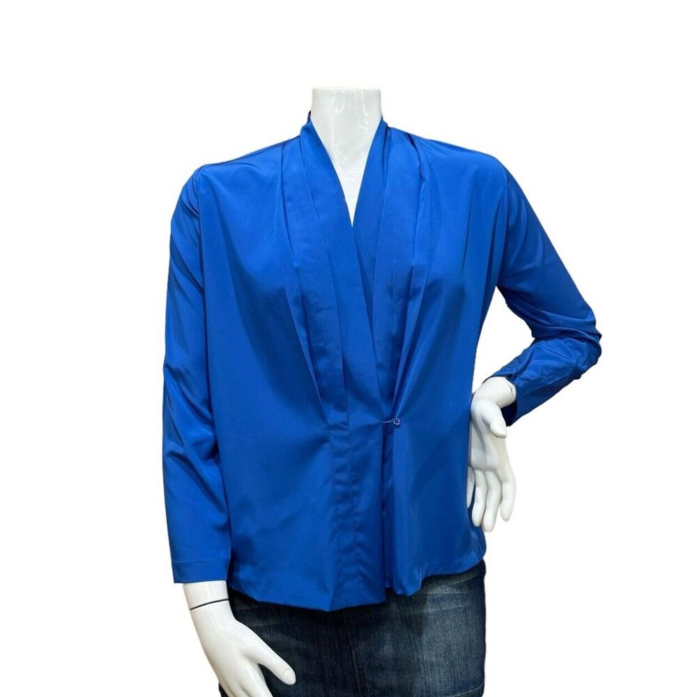 Wrap Blue Blouse Vintage Secretary Career Shirt
